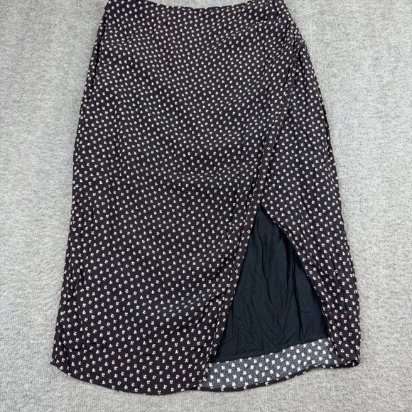 Abercrombie & Fitch Dresses & Skirts - Abercrombie‎ & Fitch Midi Skirt Women's S Small Petite Black Floral Side Slit HR
